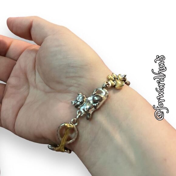 Cat & Dog Gold & Silver Tone Charm Bracelet - Picture 4 of 13